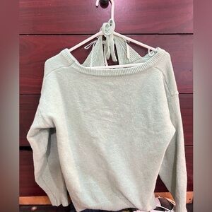 Elegant Off-the-Shoulder Mint Sweater